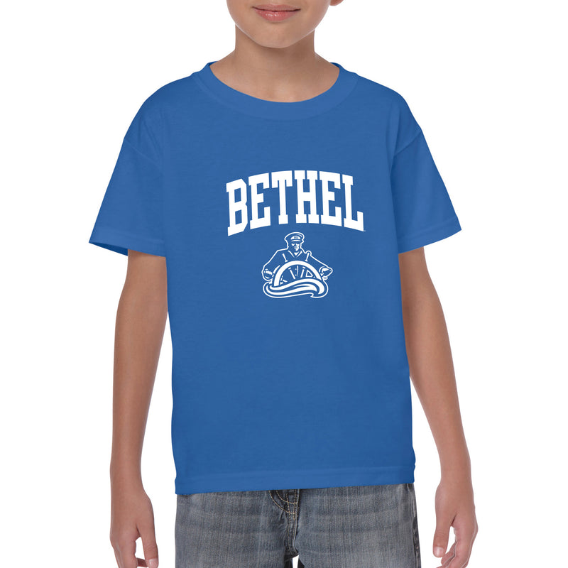 Bethel University Pilots Arch Logo Youth Short Sleeve T Shirt - Royal