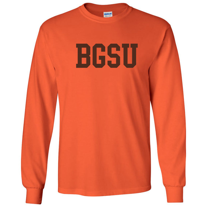 Bowling Green State University Falcons Basic Block Cotton Long Sleeve T Shirt - Orange