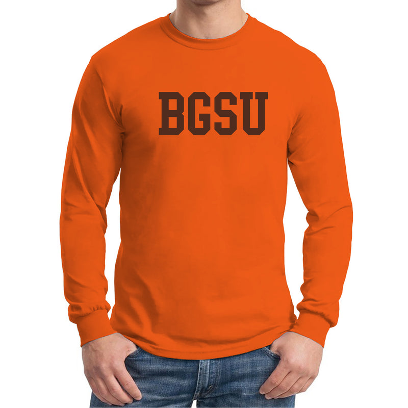 Bowling Green State University Falcons Basic Block Cotton Long Sleeve T Shirt - Orange