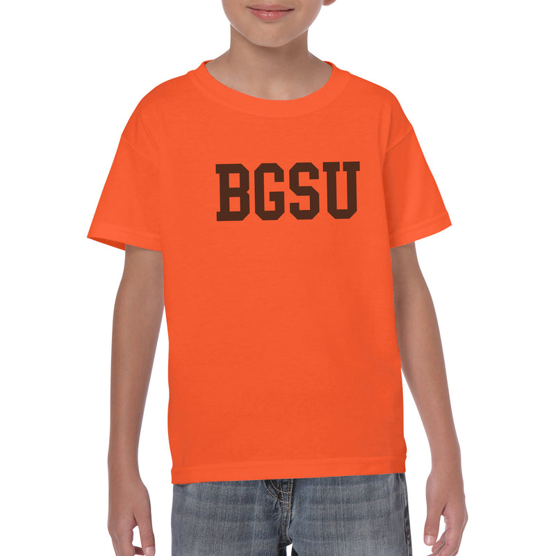 Bowling Green State University Falcons Basic Block Youth Cotton Short Sleeve T Shirt - Orange