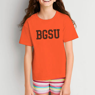 Bowling Green State University Falcons Basic Block Youth Cotton Short Sleeve T Shirt - Orange