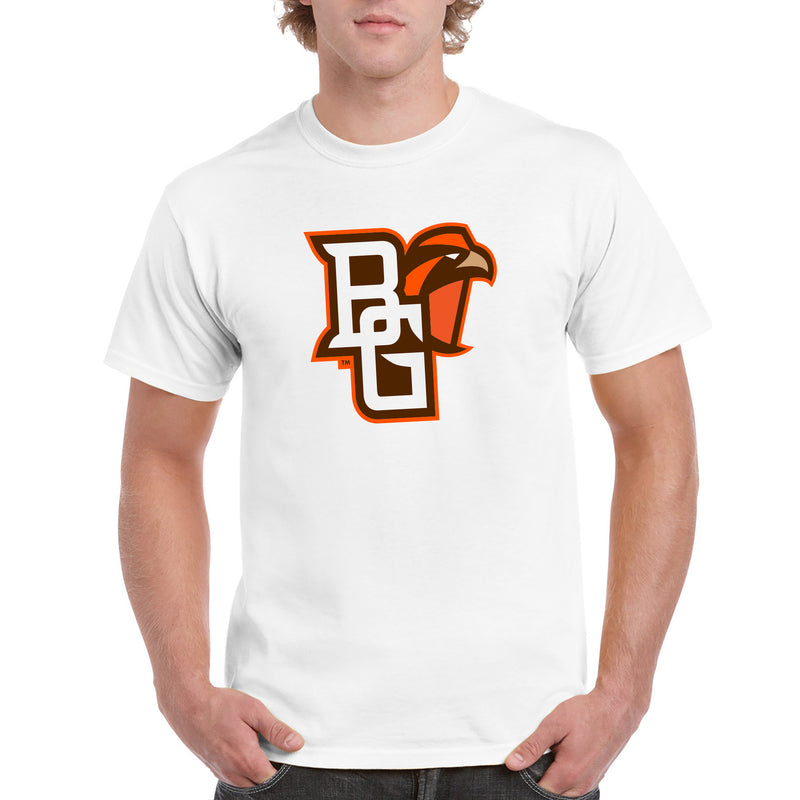 Bowling Green State University Falcons Primary Logo Cotton Short Sleeve T Shirt - White