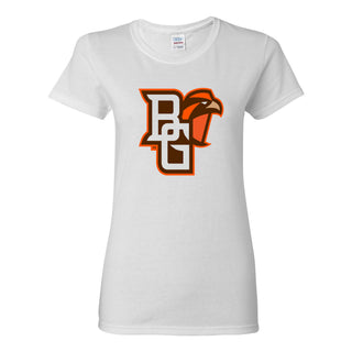 Bowling Green State University Falcons Primary Logo Women's Cotton Short Sleeve T Shirt - White