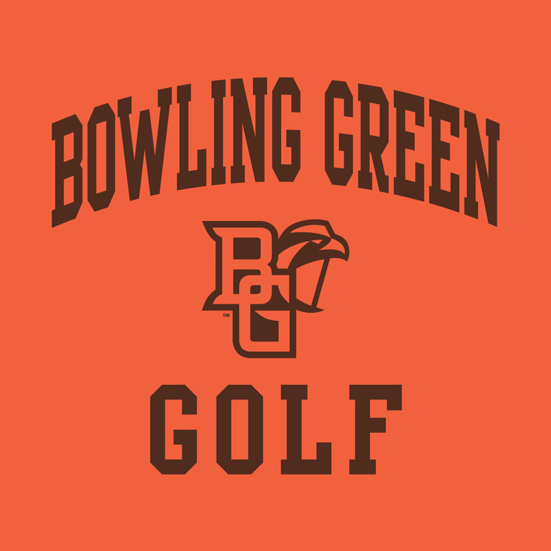 Bowling Green State University Falcons Arch Logo Golf Basic Cotton Short Sleeve T Shirt - Orange