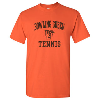 Bowling Green State University Falcons Arch Logo Tennis Basic Cotton Short Sleeve T Shirt - Orange