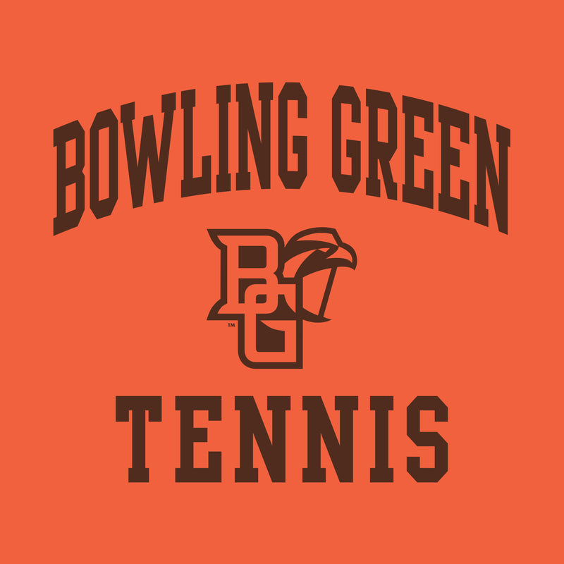 Bowling Green State University Falcons Arch Logo Tennis Basic Cotton Short Sleeve T Shirt - Orange
