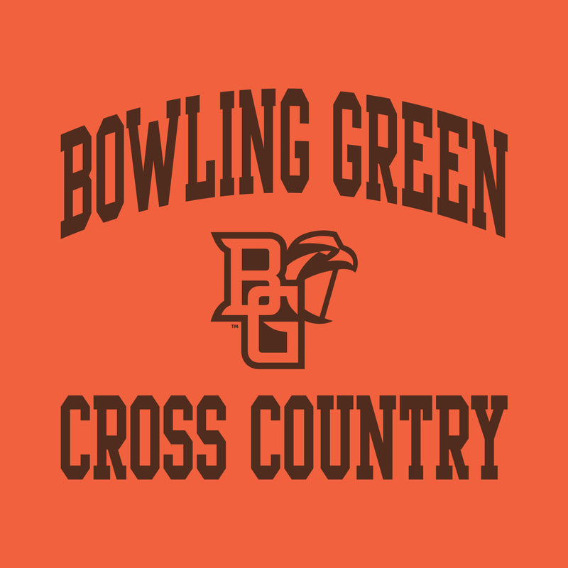 Bowling Green State University Falcons Arch Logo Cross Country Basic Cotton Short Sleeve T Shirt - Orange