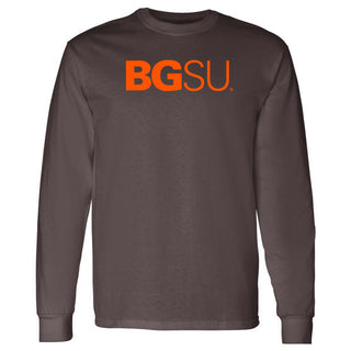 BGSU Bowling Green State University Falcons Institutional Logo Long Sleeve T Shirt - Dark Chocolate