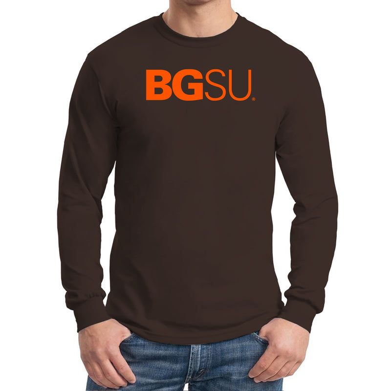 BGSU Bowling Green State University Falcons Institutional Logo Long Sleeve T Shirt - Dark Chocolate