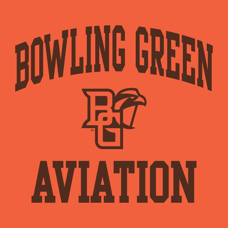 Bowling Green State University Falcons Arch Logo Aviation Basic Cotton Short Sleeve T Shirt - Orange