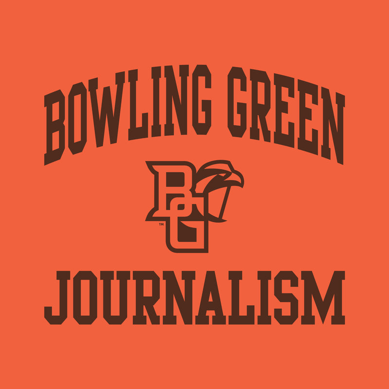 Bowling Green State University Falcons Arch Logo Journalism Basic Cotton Short Sleeve T Shirt - Orange