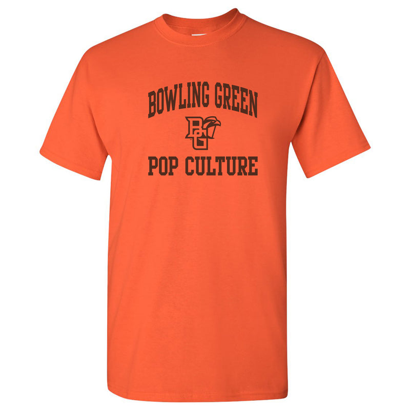 Bowling Green State University Falcons Arch Logo Pop Culture Basic Cotton Short Sleeve T Shirt - Orange