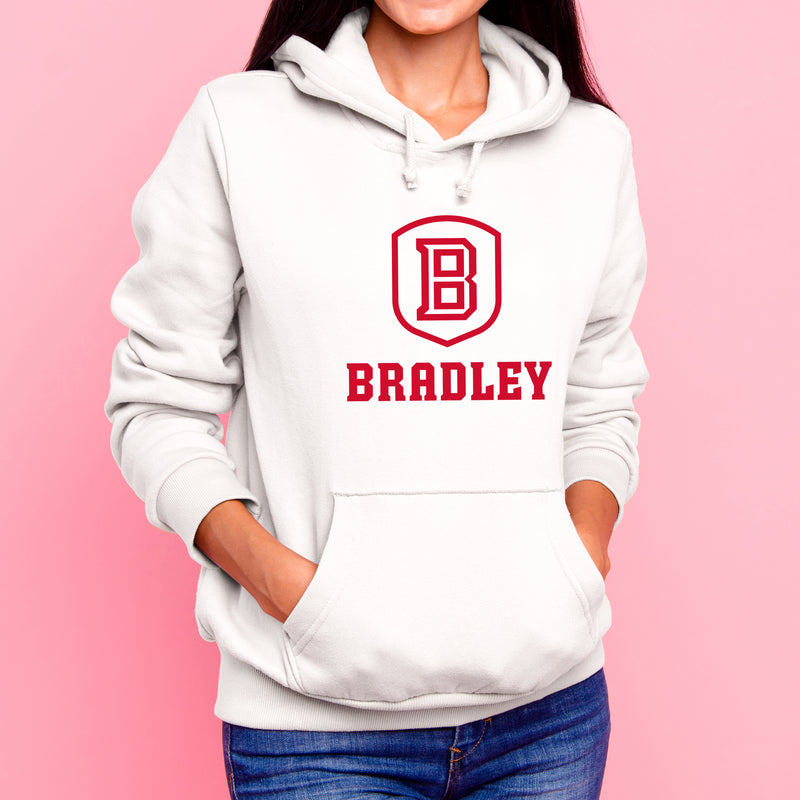 Bradley University Braves Primary Logo Heavy Blend Hoodie - White