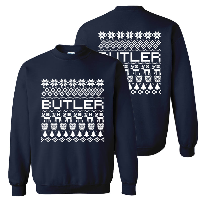 Butler University Bulldogs Ugly Holiday Sweater Crewneck - Navy