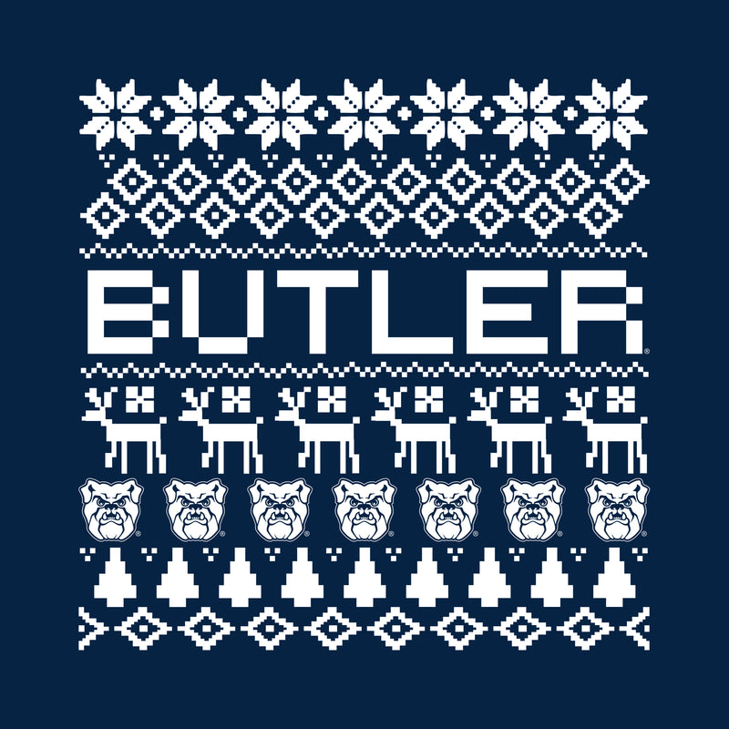 Butler University Bulldogs Ugly Holiday Sweater Short Sleeve T Shirt - Navy