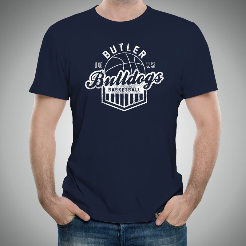 Butler University Bulldogs Vintage Basketball Shield Short Sleeve T Shirt - Navy