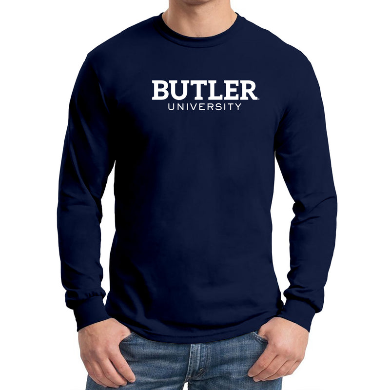 Butler University Bulldogs Institutional Logo Long Sleeve T Shirt - Navy
