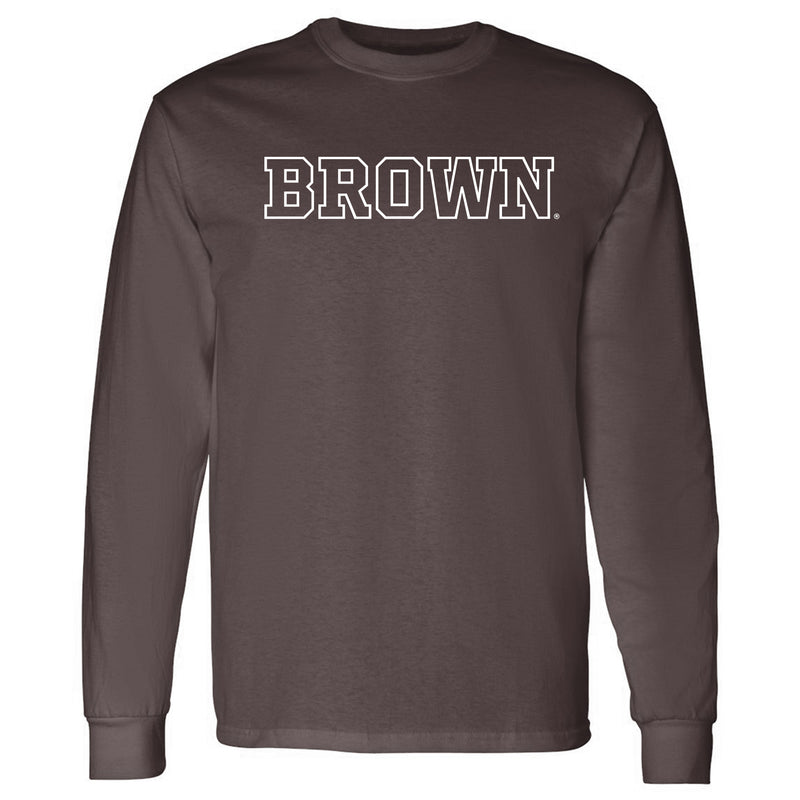 Brown University Bears Basic Block Long Sleeve T Shirt - Dark Chocolate