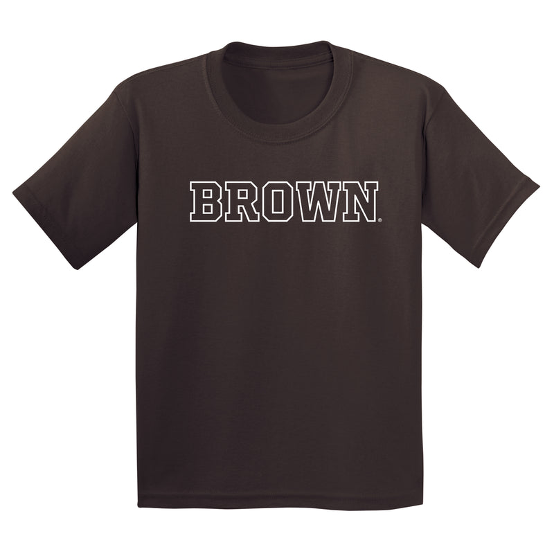 Brown University Bears Basic Block Youth Short Sleeve T Shirt - Dark Chocolate