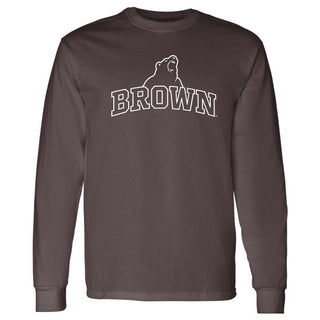 Brown University Bears Arch Logo Long Sleeve T Shirt - Dark Chocolate