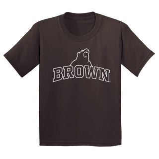 Brown University Bears Arch Logo Youth Short Sleeve T Shirt - Dark Chocolate