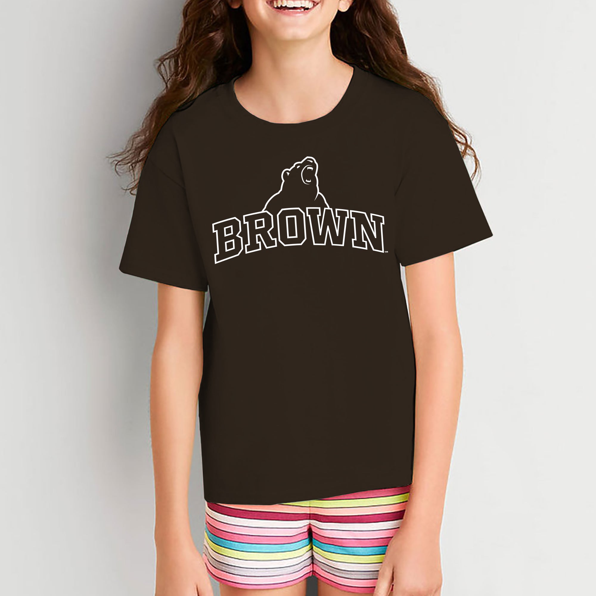 NCAA Arch Logo T-Shirt - Brown University Bears Team Color Tee (Dark Chocolate, Size 3XL)