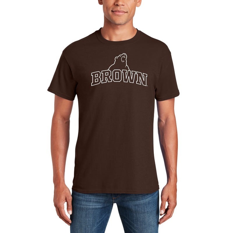 Brown University Bears Arch Logo Short Sleeve T Shirt - Dark Chocolate