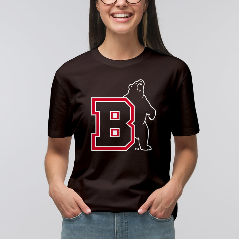 Brown University Bears Primary Logo Short Sleeve T Shirt - Dark Chocolate