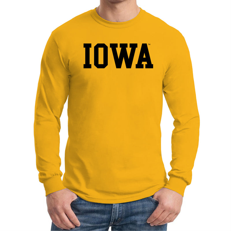 University of Iowa Hawkeyes Basic Block Long Sleeve T Shirt - Gold
