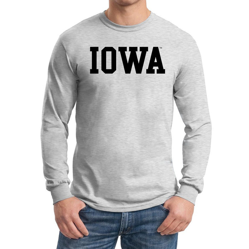 University of Iowa Hawkeyes Basic Block Long Sleeve T Shirt - Sport Grey