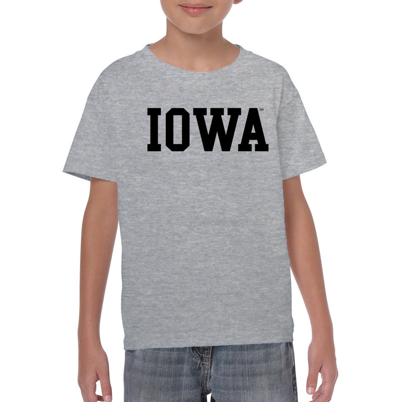 University of Iowa Hawkeyes Basic Block Youth Short Sleeves T Shirt - Sport Grey