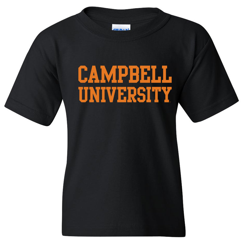 Campbell University Fighting Camels Basic Block Cotton Youth Short Sleeve T-Shirt - Black