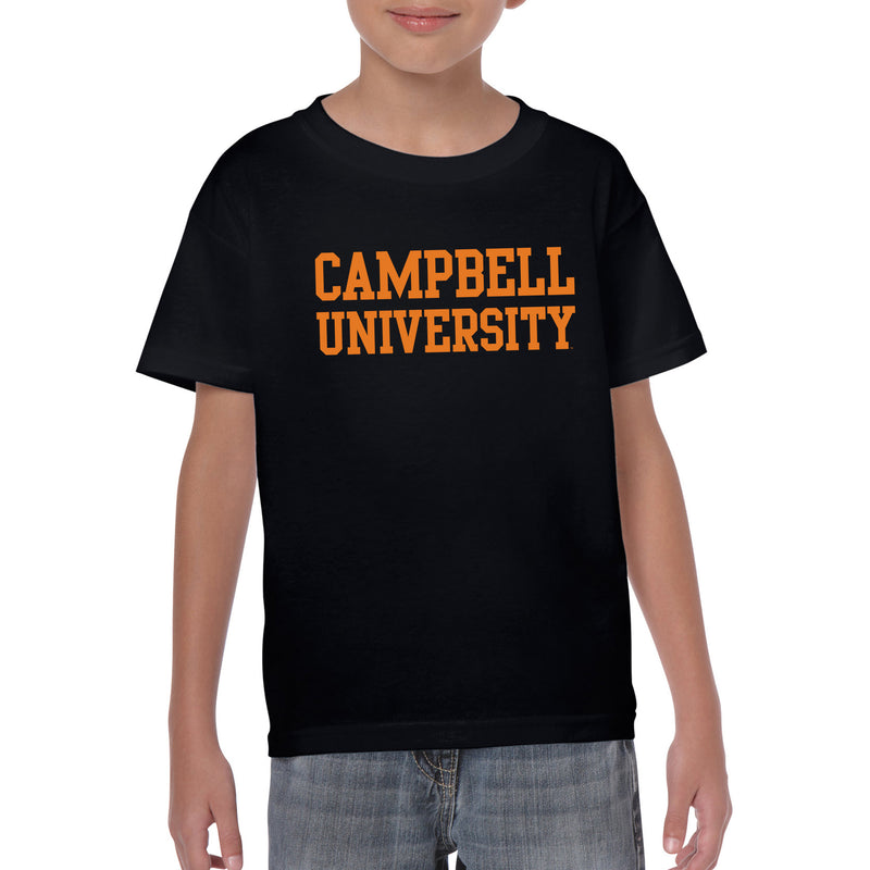 Campbell University Fighting Camels Basic Block Cotton Youth Short Sleeve T-Shirt - Black