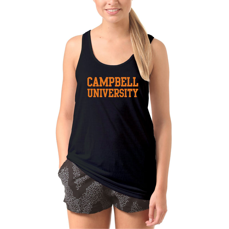 Campbell University Fighting Camels Basic Block Heavy Cotton Tank Top - Black