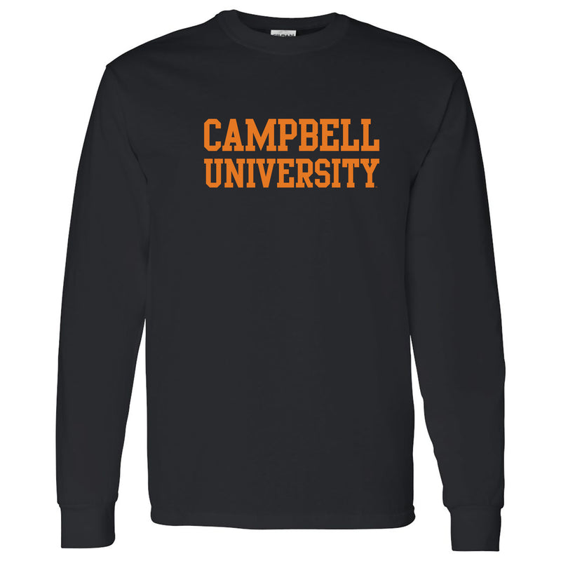 Campbell University Fighting Camels Basic Block Cotton Long Sleeve T-Shirt - Black