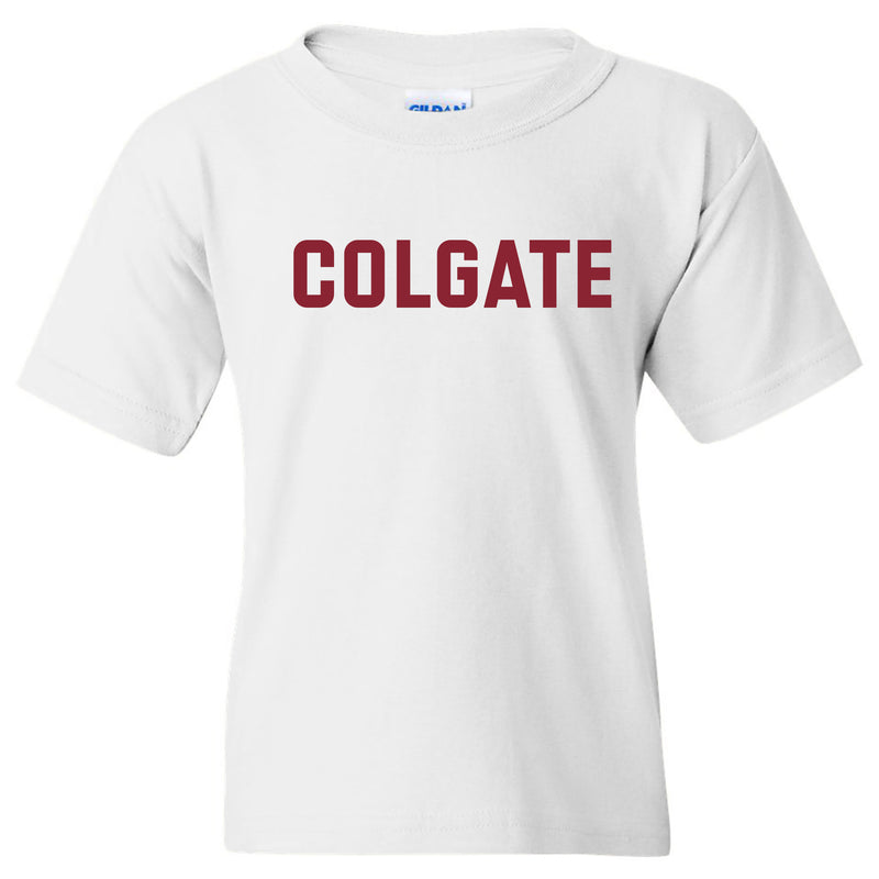 Colgate University Raiders Basic Block Youth Short Sleeve T Shirt - White