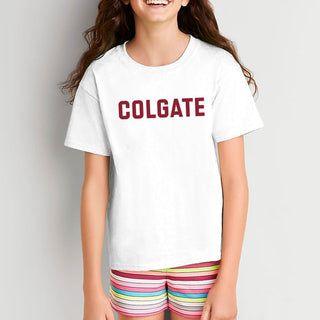 Colgate University Raiders Basic Block Youth Short Sleeve T Shirt - White