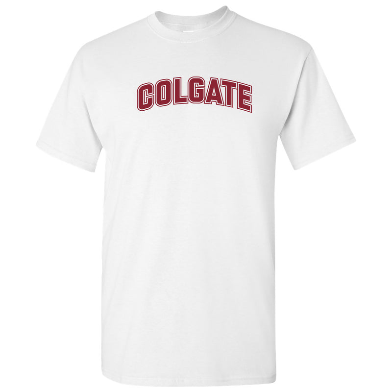 Colgate University Raiders Arch Logo Short Sleeve T Shirt - White