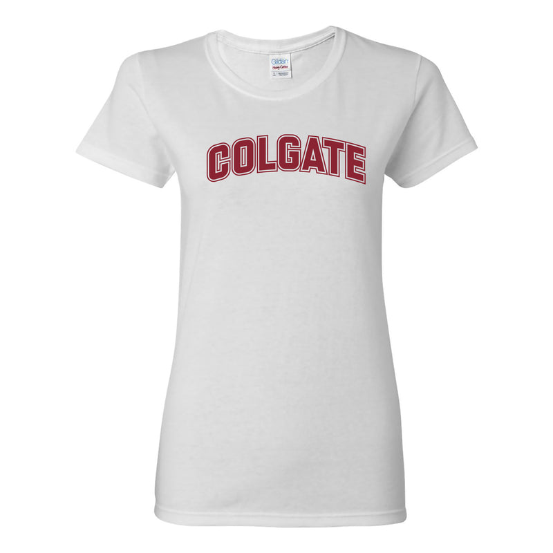 Colgate University Raiders Arch Logo Womens  Short Sleeve T Shirt - White