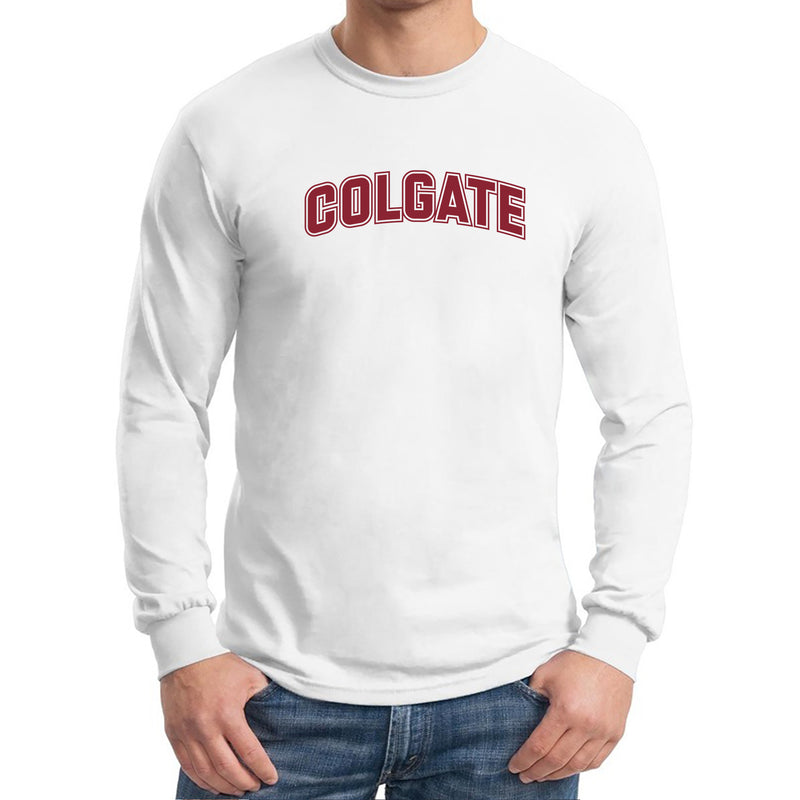 Colgate University Raiders Arch Logo Long Sleeve T Shirt - White