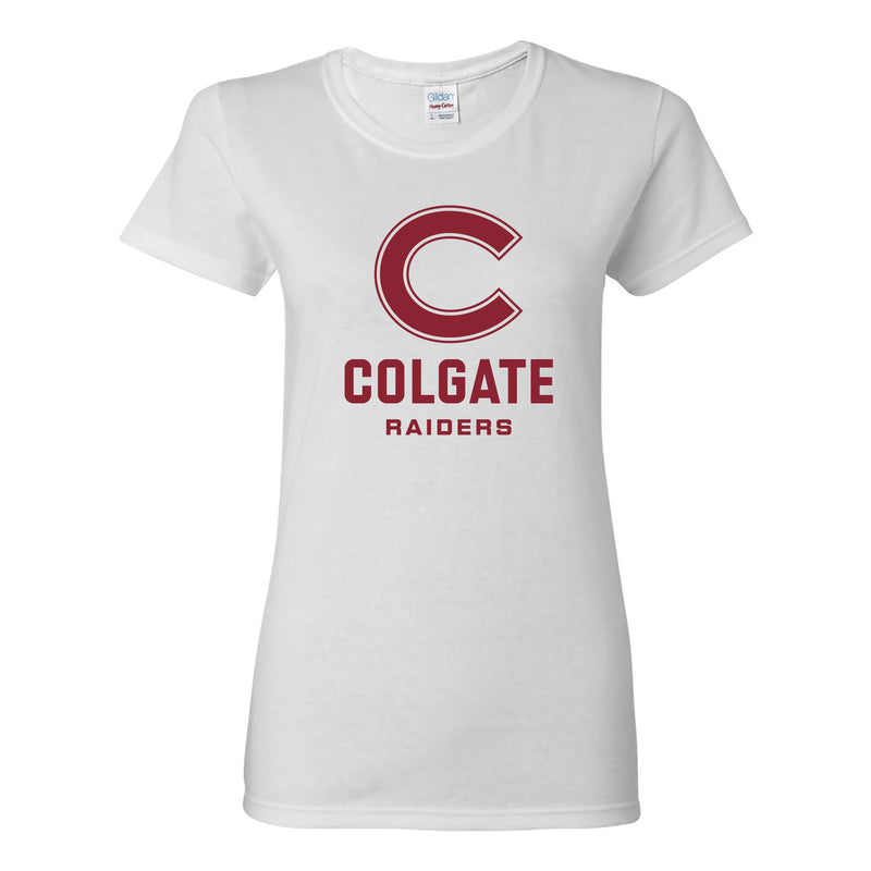 Colgate University Raiders Primary Logo Womens Short Sleeve T Shirt - White