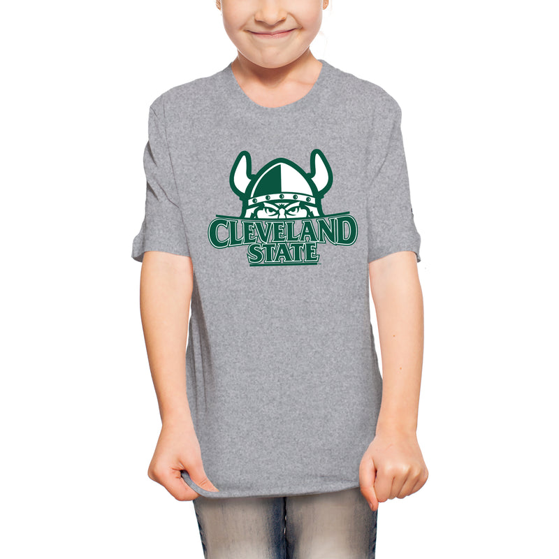 Cleveland State Vikings Primary Logo Youth T Shirt - Sport Grey