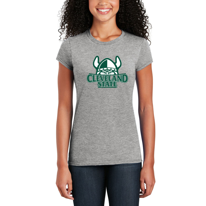 Cleveland State Vikings Primary Logo Womens T Shirt - Sport Grey