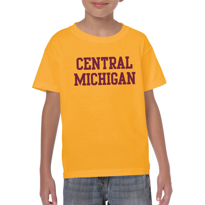 Central Michigan University Chippewas Basic Block Youth T Shirt - Gold