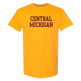 Central Michigan University Chippewas Basic Block Short Sleeve T Shirt - Gold