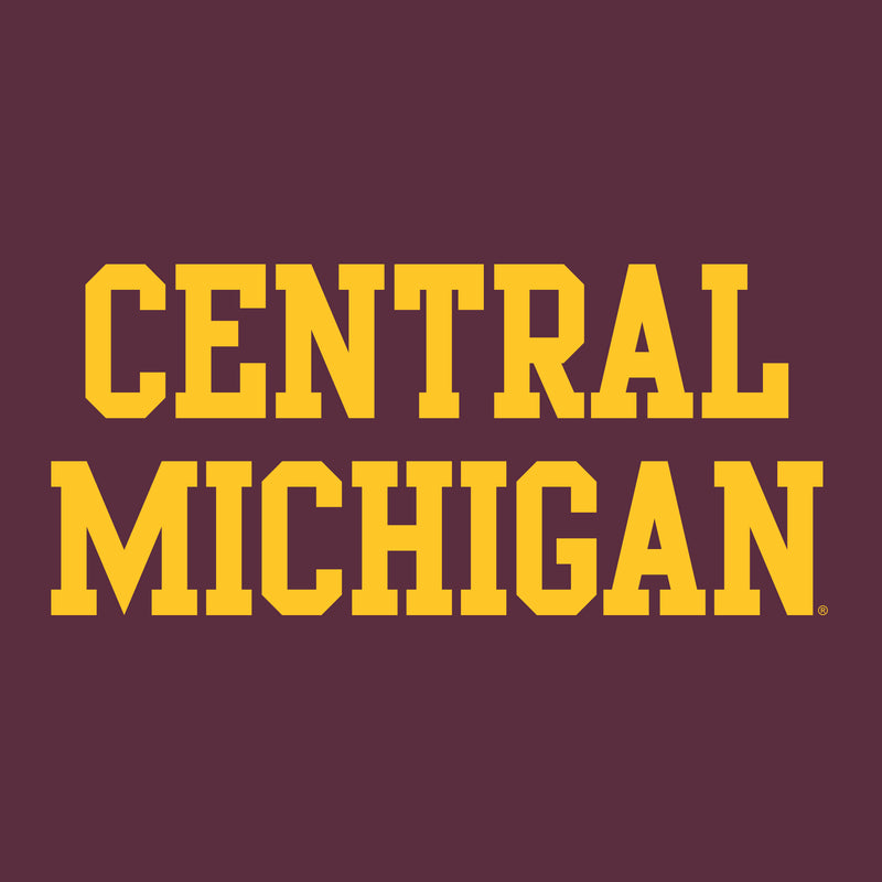 Central Michigan University Chippewas Basic Block Short Sleeve T Shirt - Maroon