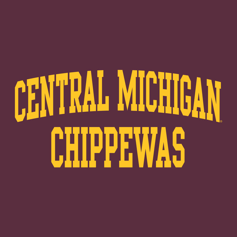 Central Michigan University Chippewas Front Back Print Short Sleeve T Shirt - Maroon