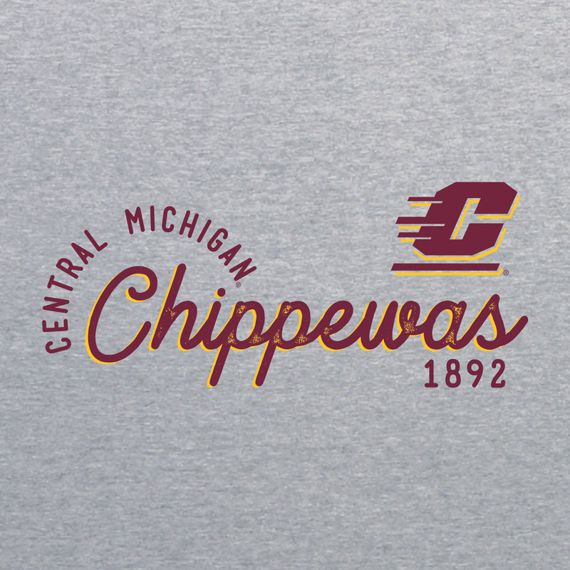 Central Michigan University Chippewas Sunshine Script Canvas Triblend Short Sleeve T Shirt - Athletic Grey