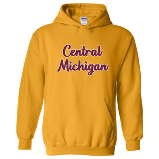 Central Michigan Chippewas Basic Script Heavy Blend Hoodie - Gold