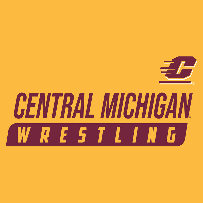 Central Michigan University Chippewas Wrestling Slant Heavy Blend Hoodie - Gold
